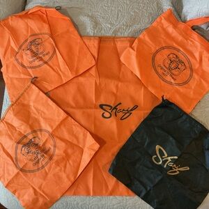 SHARIF Dust Bag Bundle of Five Orange and Black Drawstring Bags and Tote Style